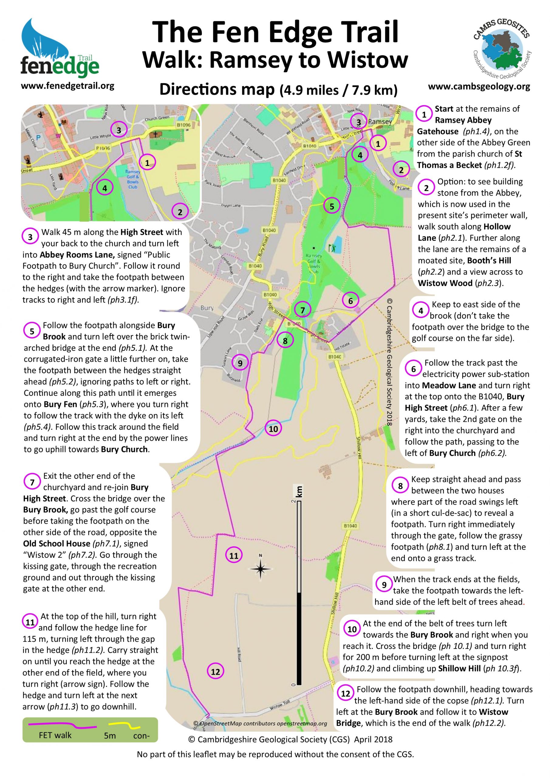 FEdgeT walk guide Ramsey to Wistow map