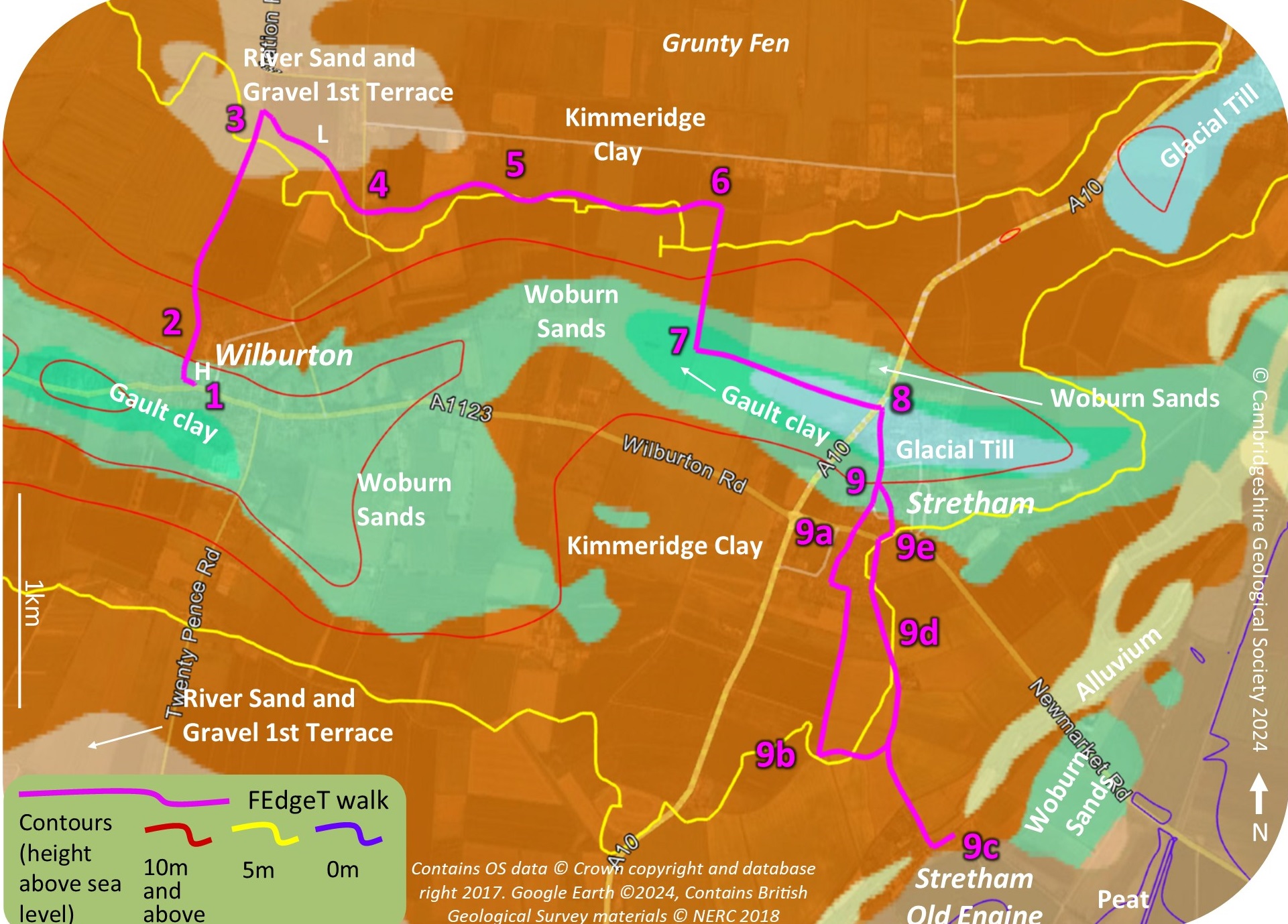 Wilburton to Stretham geology map